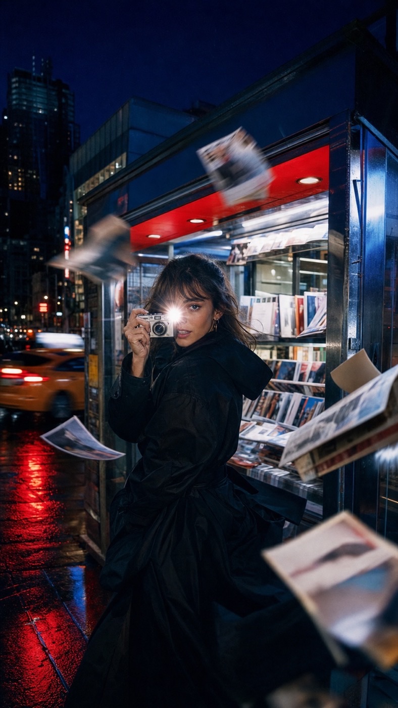 Editorial night street look created with Monet